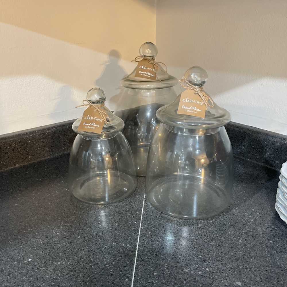 Clear Glass Bon Bon Jar Set